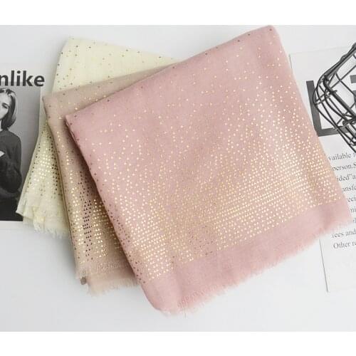 Women Solid Print Scarf Gold Foil Printed Scarf with Raw Edges Pink Scarf Girls Spring Soft Cape Shawl Wrap Summer Long Scarves
