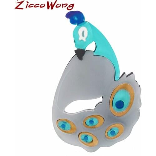 ZiccoWong New Arrival Acrylic Peacock Brooches For Women Girls Elegant Animal Brooch Pin Luxury Badge Wedding Party Jewelry
