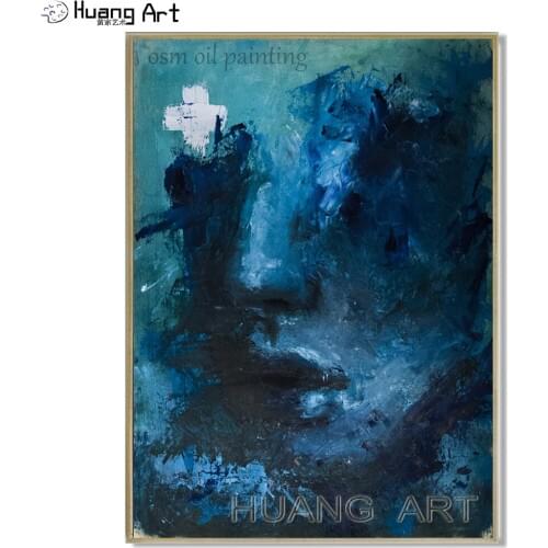 100% Handmade High Quality Abstract Protrait Oil Painting on Canvas Mazarine Face Wall Painting for Living Room Decoration
