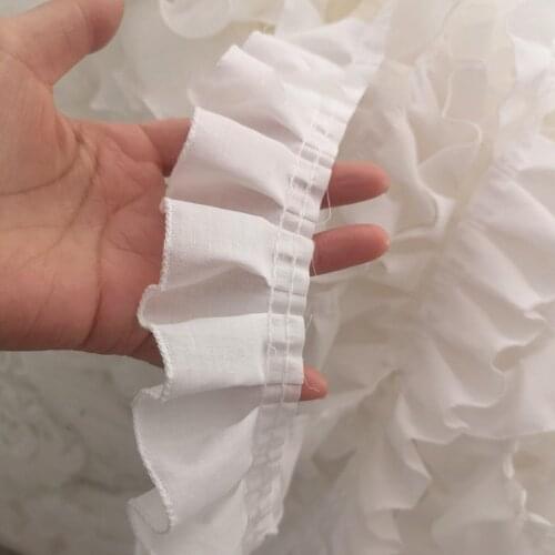 100cm White Pleated Lace Fabric Trim Cotton Lace Trim for DIY Sewing Decor