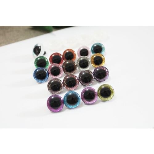 1000pcs/lot new cute 14mm 3D clear glitter safety toy eyes+ glitter fabric+washer--18 colors option--N18