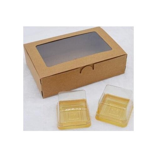 20pcs DIY vintage kraft box with window paper Gift box cake Packaging For Wedding home party muffin packaging christmas gifts