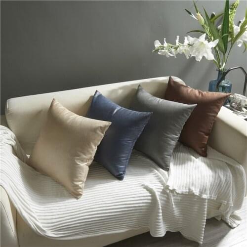 2021 New Nordic Leather Throw Pillow Covers Decorative Stripe Pillowcases Solid Soft Cushion Square Pwillo for Sofa Bedroom
