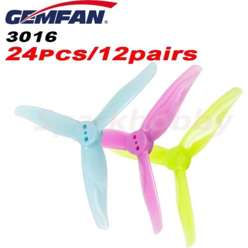 24PCS 12 Pairs Gemfan 3016 Propeller 3-Blade CW CCW FPV Propeller Mini Props For 3 inch FPV Racing Drone RC Model DIY Accs Parts