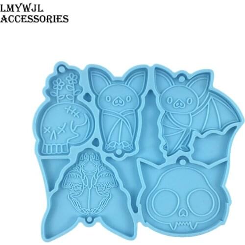 5 In 1/Halloween Bat Skull Keychain Mould DIY Mobile Phone Backpack Pendant Jewelry Pendant Epoxy Mould
