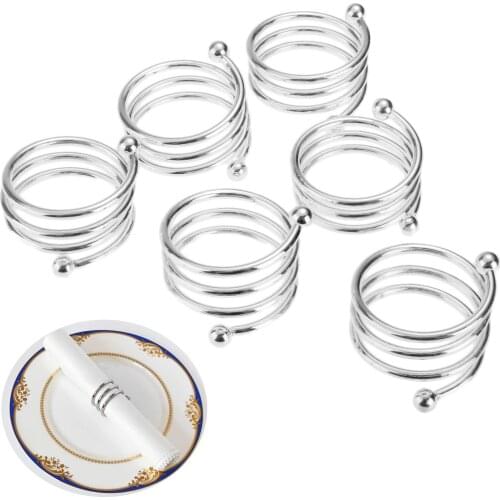 6Pcs Silver Alloy Napkin Rings Holder For Wedding Dinners Christmas Thanksgiving Memorial Day Labor Day