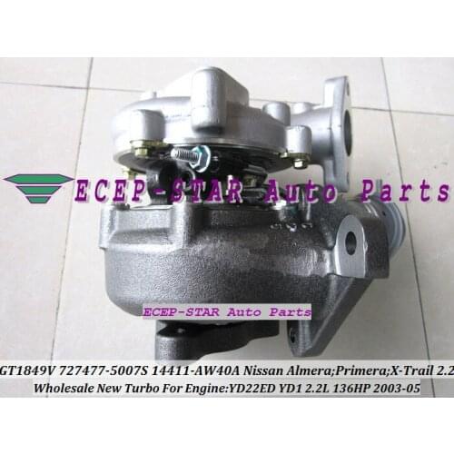 Free Ship Oil Turbo GT1849V 727477 727477-5007S 14411-AW400 Turbocharger For NISSAN Almera X-Trail T30 YD22 YD22ED YD1 2.2L
