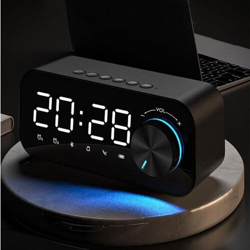 Bluetooth Alarm Clock Speaker Digital Display Alarm Clock LED Wireless Subwoofer Music Player Table Clock Home Decor