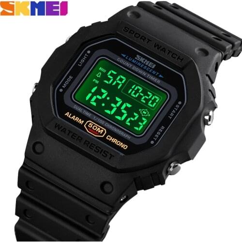 Fashion Luxury Digital Watch SKMEI Brand Mens Wristwatch 2 Time Count Down Sport Watches Led Alarm Clock Men 50M Waterproof Man