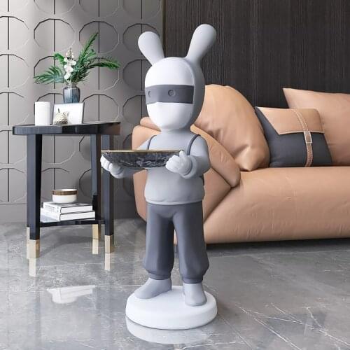 Modern Creative Nordic Home Decoration Cartoon Characters Resin Figurine Sculpture Ornaments With Tray Home Storage Organization