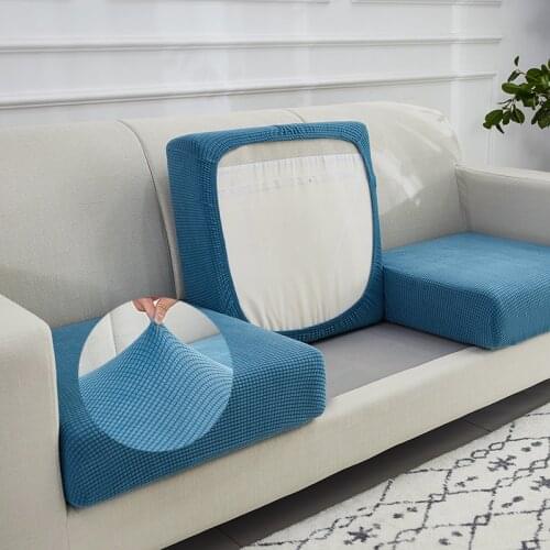 Sofa Seat Cushion Cover Chair Cover Pets Kids Furniture Protector Polar Fleece Stretch Washable Removable Slipcover 1/2/3/4 Seat