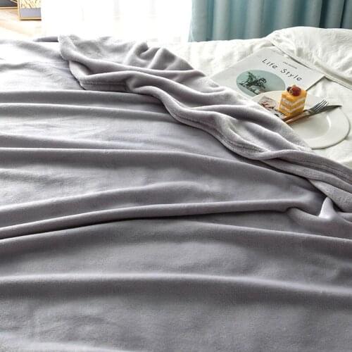 Flannel Coral Fleece Cover Blanket Pure Color Warm Air Conditioning Sofa Blanket Household Super Soft Down Blanket