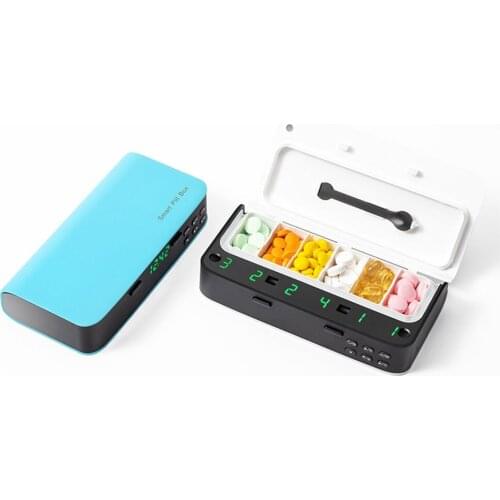 Intelligent Alarm Reminder Smart Pill Box Digital Display Weekly Pillbox Adjustable Grids Portable Moisture-Proof Seal Pill Case