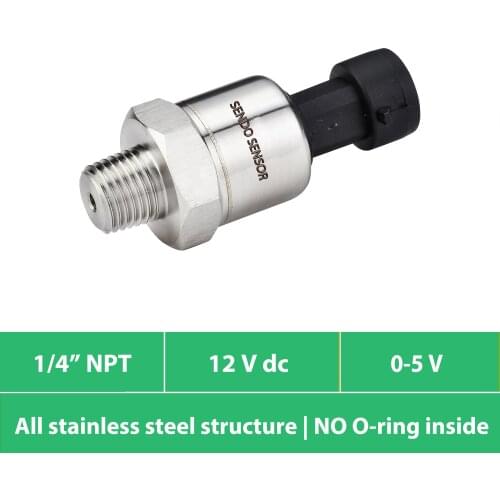0 5v isolated pressure sensor, seal free, fully welded, range 0 to 15 psi, 1 bar, 100 kpa, up to 1500 psi, 10 mpa, 100 bar gauge