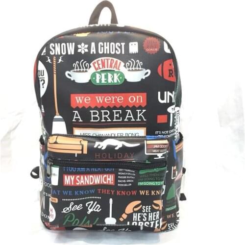 Friends TV Series Central Park Anime Collection Book Bag Backpack Mochila Student Travel Rucksack PU Leather Outdoor SchoolBag