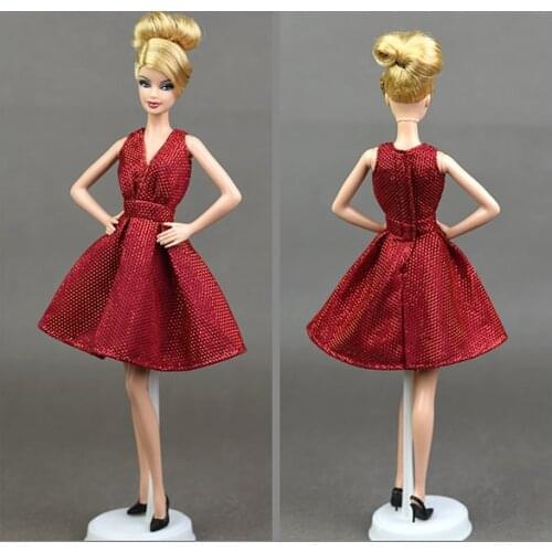 Red Classical Evening Dress Purely Manual Doll Dresses for Barbie Doll Clothes For 1/6 BJD Doll Outfits Doll Accessories Kid Toy
