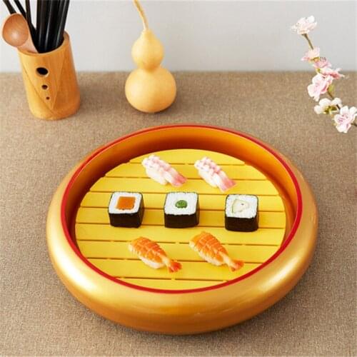 Creative plastic Plate Japanese Sushi Sashimi Plate Dish Plate Golden gold black flower sashimi raw fish seafood tray rice ball