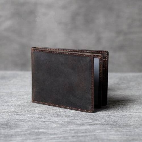 Retro simple mens Genuine leather short card bag first layer cowhide drivers license bag card bag mens multi-card ID card bag