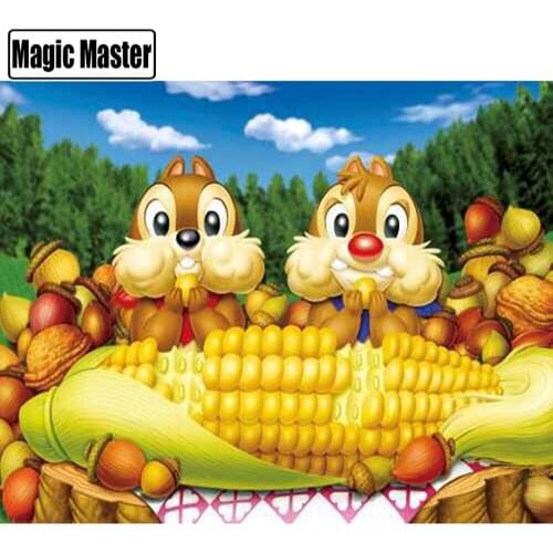 Cross Stitch Kit DIY Diamond Embroidery Squirrels eat corn Full Square/round Diamond Painting Mosaic Home Decor