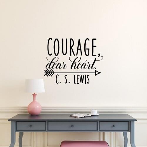 Encourage Quote Wall Decal Courage Dear Heart C S Lewis Home Self Vinyl PVC Wall Stickers For Living Room Removable Decal SYY148