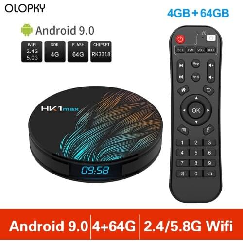New 4G 64G Smart TV Box HK1MAX Android 9.0 2.4G/5G Wifi BT 4.0 RK Quad Core 4K 1080P Full HD HK1 Max Set-Top Box Media Player