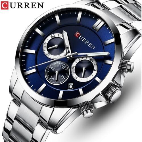 New Watches Men Top Brand CURREN Luxury Quartz Watch Mens Casual Military Wristwatch Stainless Steel Clock with Chronograph