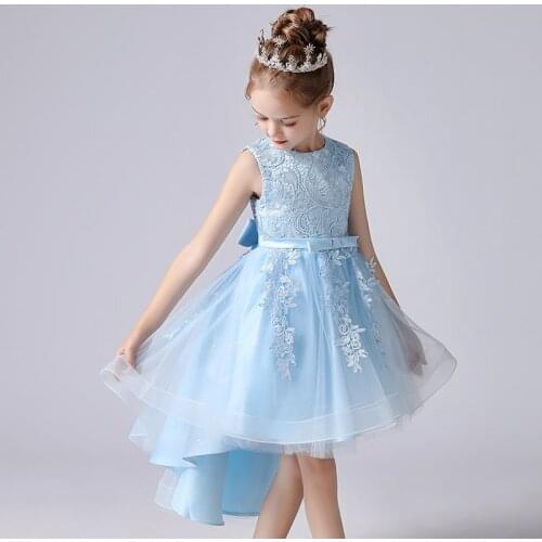 Girls Dress New Design Tail Chinese Style Elegant New Year Princess Children Evening Wedding Party Dress