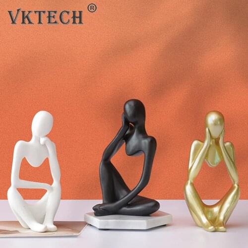 Resin Abstract Modern Art Statues Thinker Figurine Modern Miniature Artistic Sculpture for Desk Decorations Crafts Sculptures