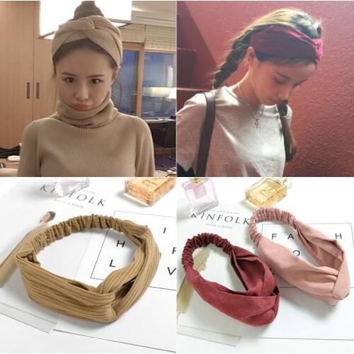 Fashion Women Girls Elastic Cross Hair Band Knitted Autumn and Winter Headband Turban Bandage Bandanas HairBand Hair Accessories