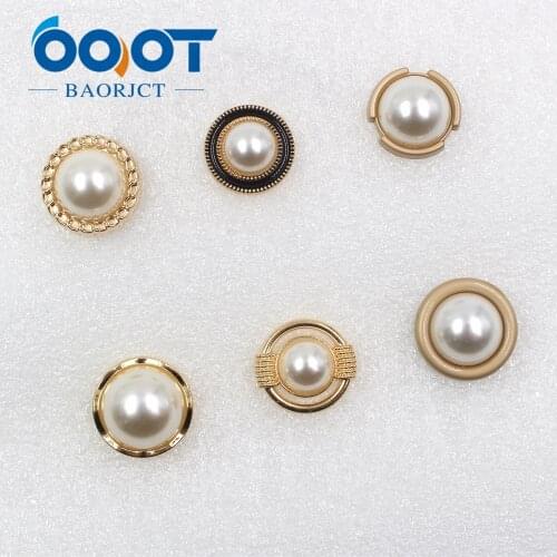 A-19512-471,10 pcs White Faux Pearl gold Metal Button Shank Sewing Buttons for Woman Clothes Lady Girl Dress