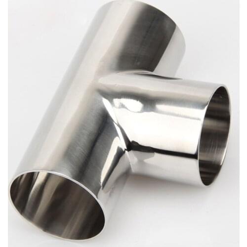 Sanitary Weld T-type Three-Way Pipe SS304 Stainless Steel Welded Pipe Fitting fit Pipe OD 45mm 51mm 57mm 63mm 76mm 89mm