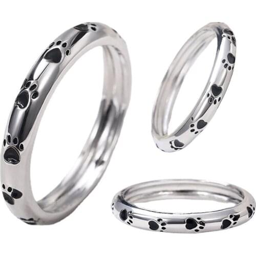 Stackable Dog Cat Footprints Finger Rings For Women Wedding Ring Jewelry Valentines Day GIFT