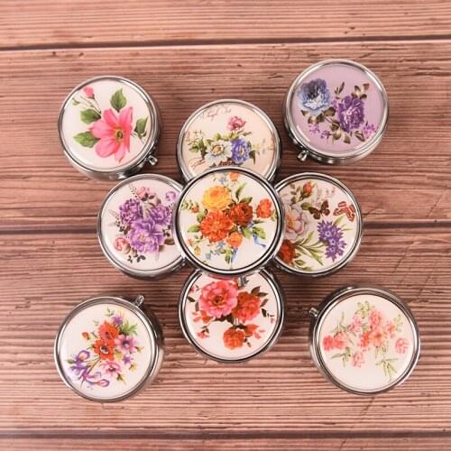 Folding pill case Metal pill cutter Medicine Organizer Portable Pill Box Makeup Storage Container