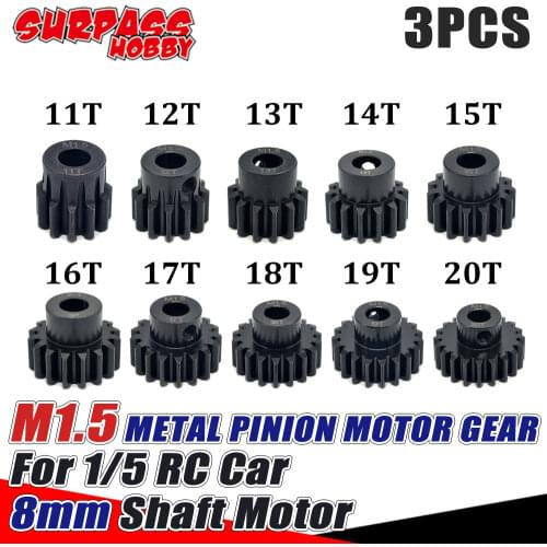 Surpass Hobby 3pcs M1.5 Metal Motor Gear Steel Pinion 11T-20T 8mm Shaft for 1/5 1/8 Rc Car Brushless Motor 5682 5692 56112 70120