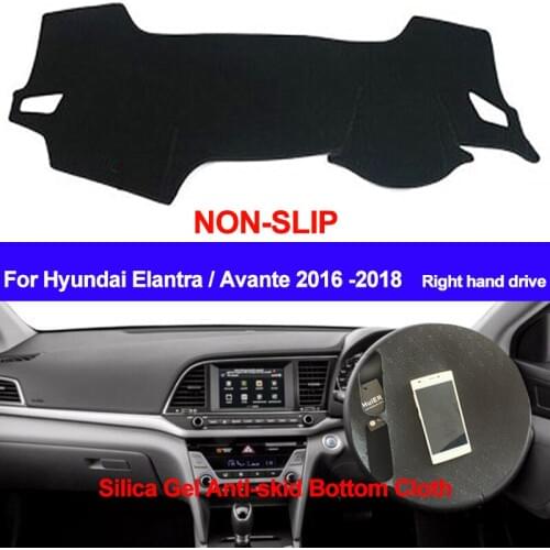 TAIJS For Hyundai Elantra 2016 2017 2018 Dash Mat Carpet DashMat Silicone Non-Slip Auto Car Dashboard Cover ANti-UV Car styling