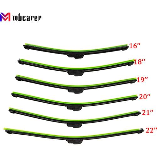 Universal U-type Soft Car Windshield Wipers Bracketless Rubber Blade 16'' 18'' 19'' 20'' 21'' 22'' Car Styling For Peugeot 206