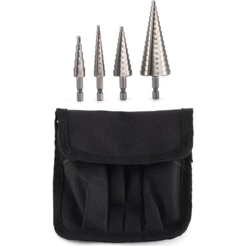 H7JB High-speed steel Step Drill Bit Set 4PC High Speed Steel Hexagonal Shank Step Drill for Plastic Wood Metal