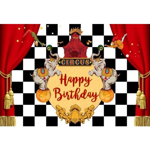 Funny circus Birthday background photography vinyl portrait red curtains photo backdrops for photo studio backgrounds LV-1925
