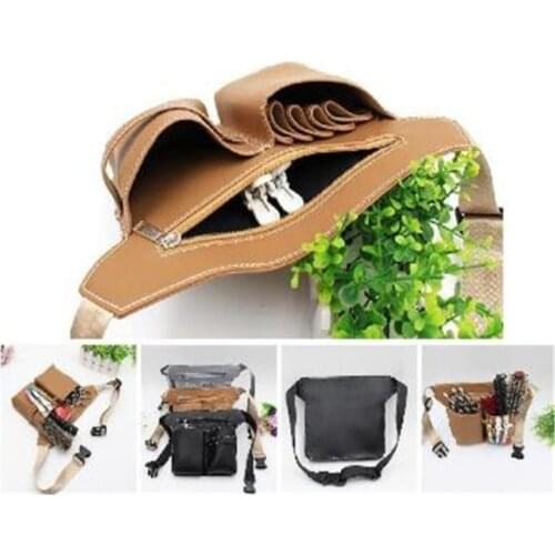 1Pc Leather Hairdressing Case Tools Scissor Bag Barber Holster Pouch Holder Rivet Purse Adjustable Waist Shoulder Belt