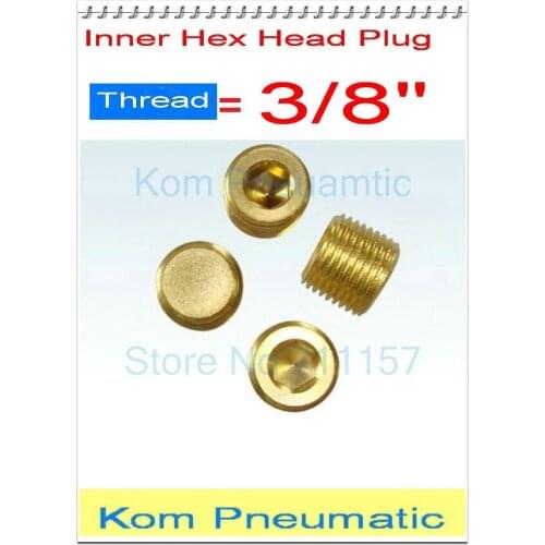 100x Free Shipping 3/8" Male Thread Internal Inner Hex Head Air Pipe Plugs Brass 3/8 inch Pneumatic Plug Cap Socket Connector