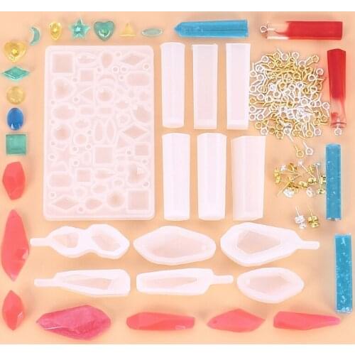 123Pcs Silicone Resin Molds Kit Crystal Epoxy Resin Pendant Molds for Jewelry Making DIY Craft