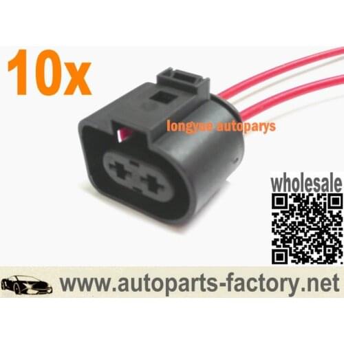 Longyue 10pcs 2 Pin Plug Connector Loom Wiring Socket 1J0973752 For VW AUDI 1J0 973 752