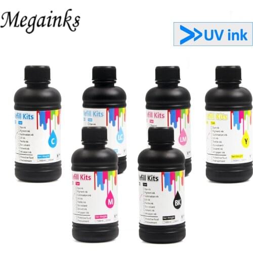 6 PCS 250ML Soft LED UV Ink for Epson DX4 DX5 DX6 DX7 Printhead for Roland for Mimaki Desktop or Flatbed Inkjet Printer