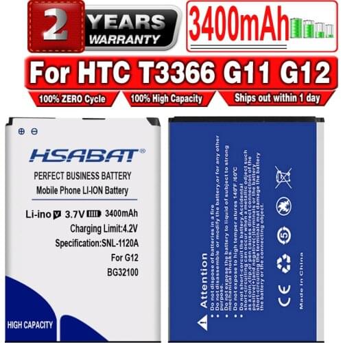 HSABAT 3400mAh BG32100 Battery for HTC T3366/G2W/ 7 Mozart(T8698)/A7272 Desire Z/A9393/T8698/S710D/S710E/G11/G12 desire S(S510e)