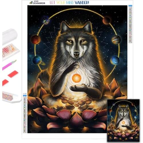 Diamond Painting Wolf Soulkeeper 5D DIY Diamond Embroidery Mosaic Animals Picture of Rhinestone Cross Stitch Kit Home Decoration