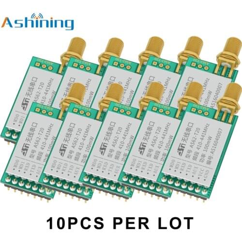 10pcs 433mhz 100mW LoRa Sx1278 AS62-T20 Wireless Long Range Transmitter Receiver RF Module FEC