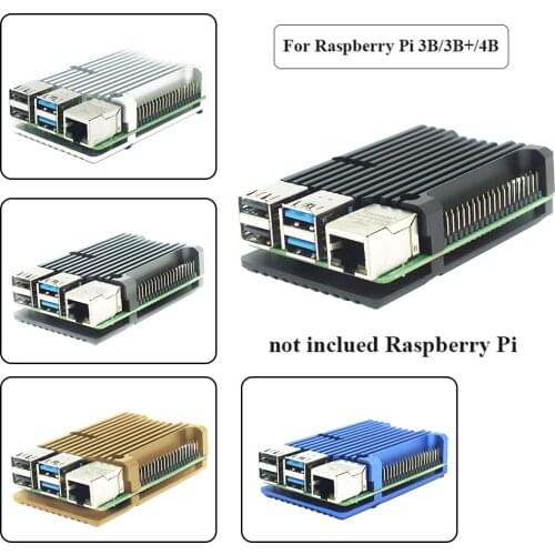 Raspberry Pi 4 Model B CNC Aluminum Alloy Case Metal 5 Color Armor Shell with Heat Sinks for Raspberry Pi 4B