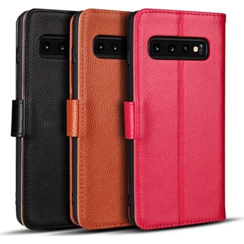 Cowhide S10E Wallet Case For Samsung S10 Plus Case Luxury Cwohide Phone Bag Cover Shockproof S10 Coque For Galaxy S10E S10 Funda