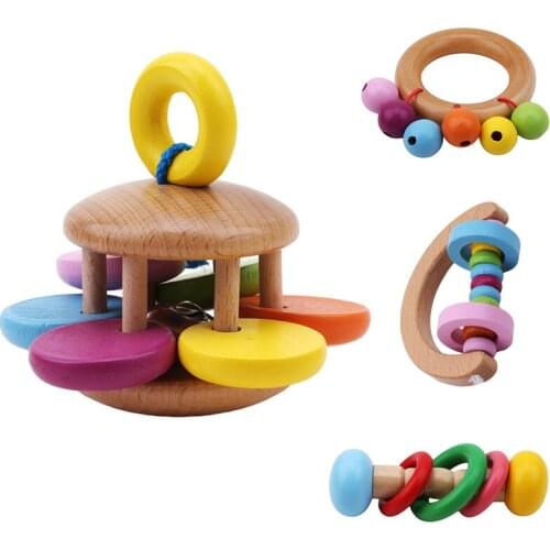 Wooden Rattle Musical Education Toys For Baby Instrument Rattles Toys For Children Creative Colorful Wooden Rattle Popular Toy