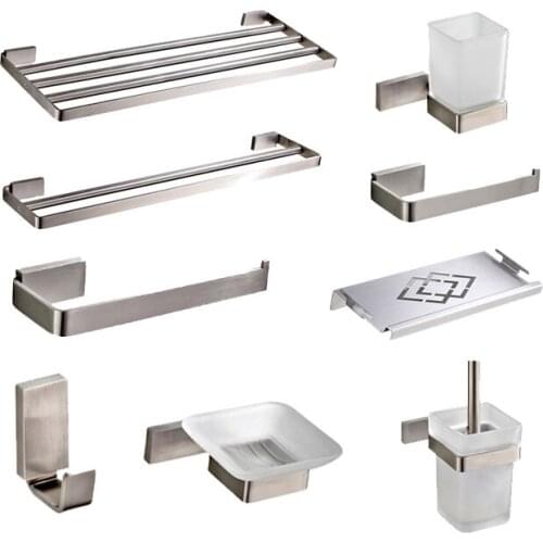 Stainless Steel Bathroom Hardware wall Mounted Polish Paper Holder Bath Towel Bars Bathroom Accessories Set 40 /50 CM towel rack